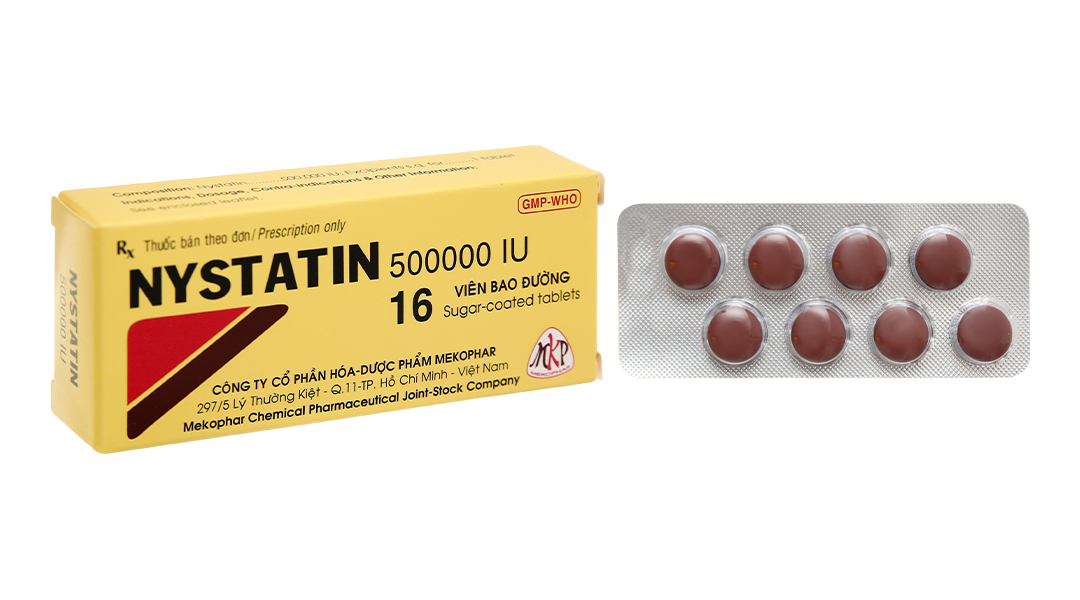 Nystatin 500.000UI Mekophar - Điều trị nấm (Hộp 2 vỉ x 8 viên) 1 Nystatin 500.000UI