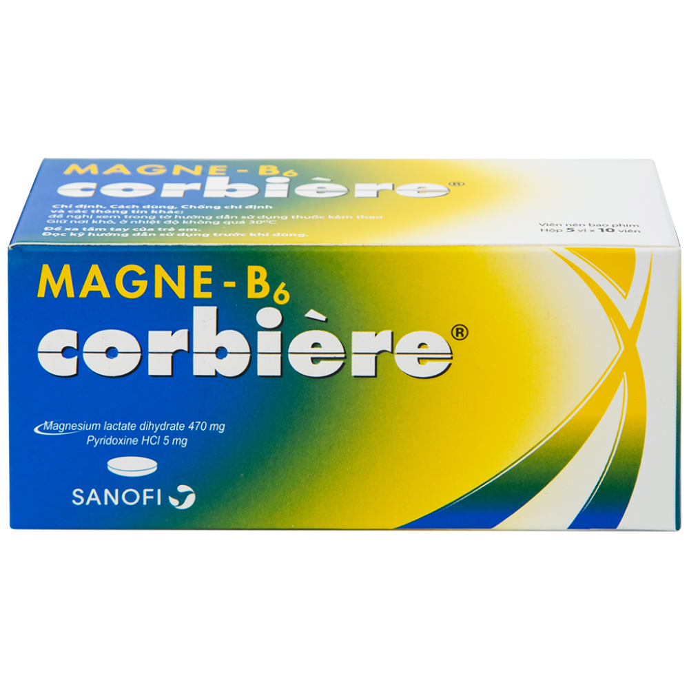 Thuốc Magne-B6 Corbière Sanofi (Magnesium lactate) điều trị thiếu magnesi riêng biệt hay kết hợp (Hộp 50 viên) 1 Thuốc Magne-B6 Corbière