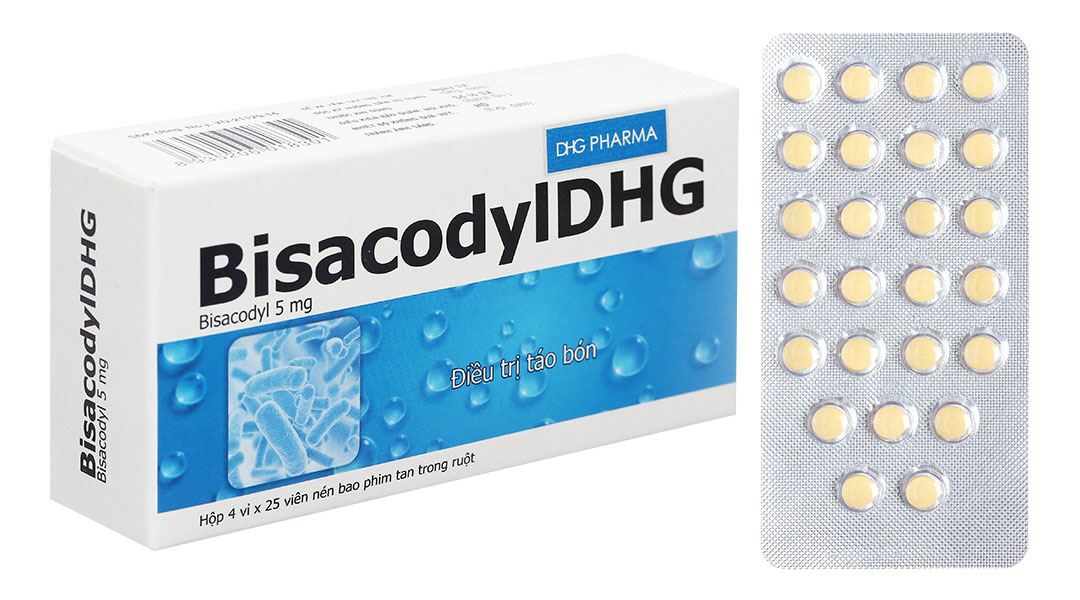 Bisacodyl DHG 5mg - Điều trị táo bón, làm sạch ruột trước và sau phẫu thuật (Hộp 4 vỉ x 25 viên) 1 Bisacodyl DHG 5mg –