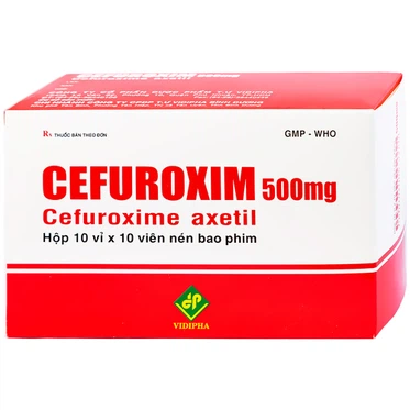 Thuốc Cefuroxim 500mg Vidipha điều trị nhiễm khuẩn (10 vỉ x 10 viên) 1 Thuốc Cefuroxim 500mg Vidipha điều trị nhiễm khuẩn (10 vỉ x 10 viên)