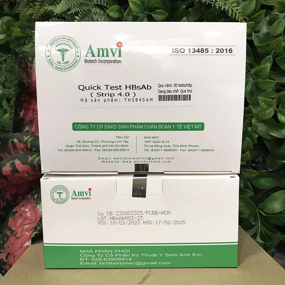 TEST NHANH CHẨN ĐOÁN NHANH NHIỄM VIRUS VIÊM GAN B Hbsab Strip 4.0 - Hãng Amvi (Hộp 50 test) 1 TEST NHANH CHẨN ĐOÁN NHANH NHIỄM VIRUS VIÊM GAN B Hbsab Strip 4.0 – Hãng Amvi (Hộp 50 test)