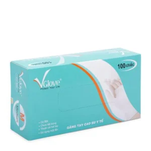 Gang tay cao su y tế có bột VGlove Size M - Hộp 100 chiếc