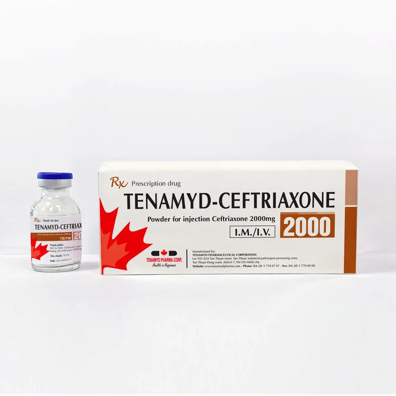 CEFTRIAXONE 2000 tienam - Thuốc điều trị nhiễm khuẩn (Hộp 10 lọ) 1 CEFTRIAXONE 2000 tienam
