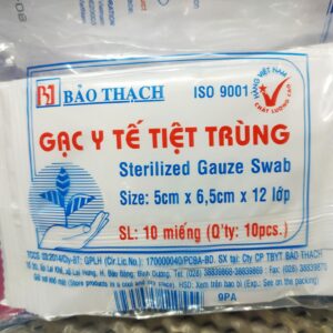 Gạc Y Tế Tiệt Trùng Bảo Thạch 5cm x 6.5cm x 12 lớp (Gói 10 miếng)