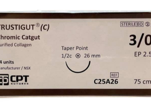 Chỉ phẫu thuật tự tiêu TRUSTIGUT Chromic catgut (75cm 1/0 Ep 3) – Lẻ 1 tep