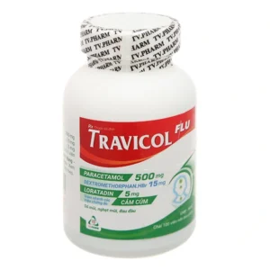 Thuốc Travicol Flu (Paracetamol) 500mg - Điều trị các chứng cảm cúm (lọ 100 viên)