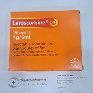 Laroscorbine Vitamin C tiêm 1g/5ml giúp bổ sung vitamin C nhanh, hỗ trợ tăng sức đề kháng và điều trị thiếu hụt vitamin C. Giao nhanh, tư vấn dược sĩ.
