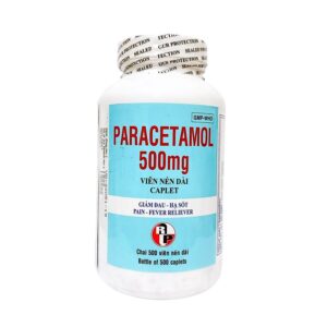 Chai thuốc Paracetamol 500mg viên nén dài – giảm đau, hạ sốt hiệu quả