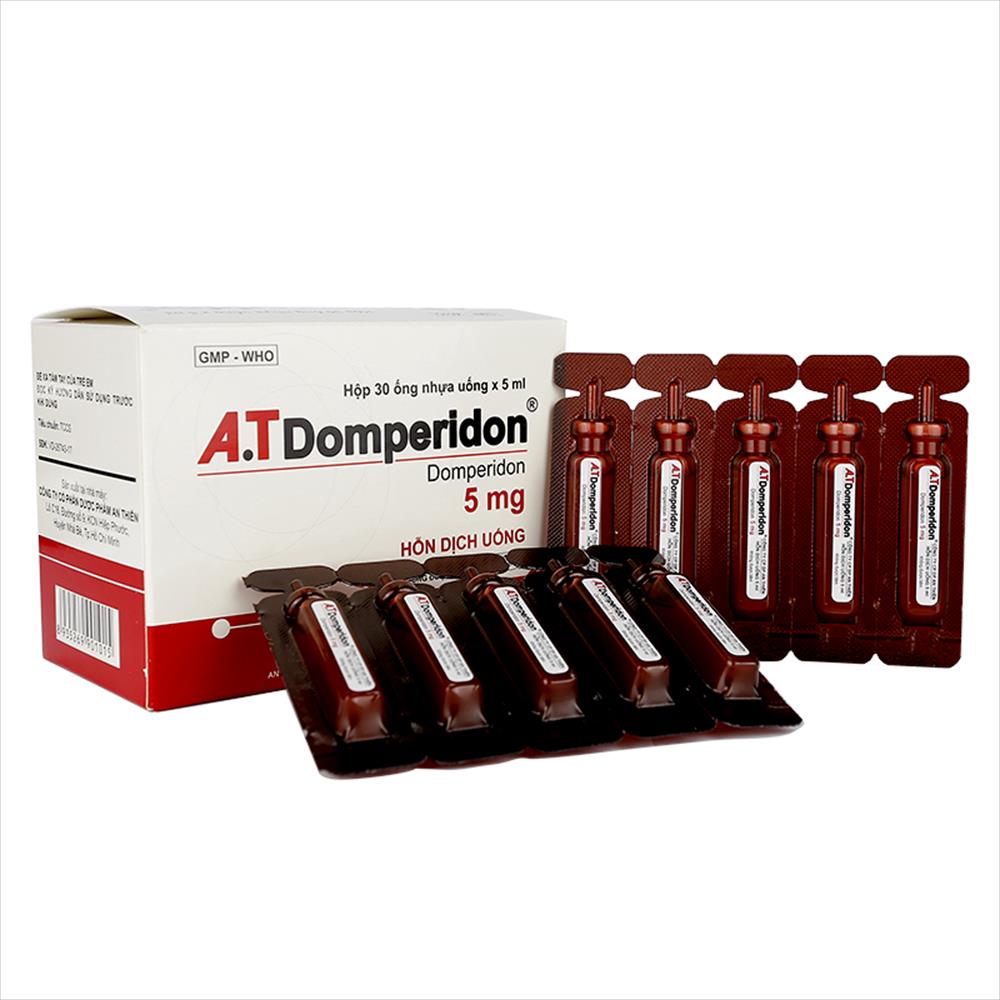 AT Domperidon 5mg - Ðiều trị triệu chứng nôn và buồn nôn (H/30 ống x 5ml) 1 Domperidon