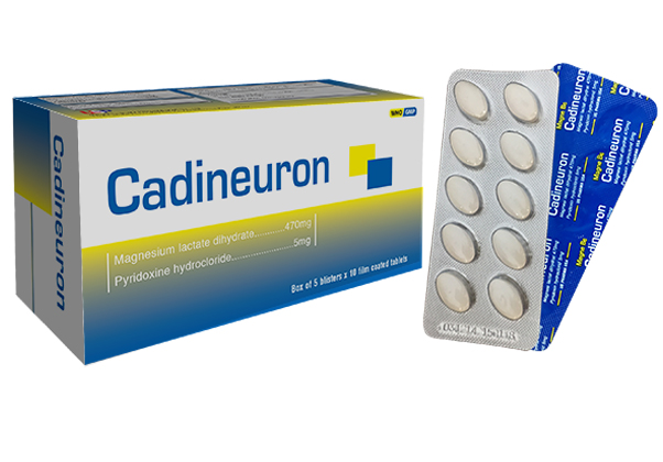 CADINEURON (Magnesi lactat) USP - Ðiều trị các trường hợp thiếu Mg, yếu cơ, tạng co giật (hộp 100 viên) 1 Cadineuron