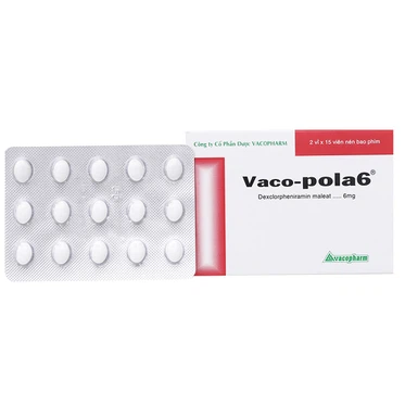 Lốc 10 hộp Vaco Pola 6mg Vacopharm (Dexclopheniramin maleat) Điều trị sổ mũi dị ứng, viêm mũi /16 (Hộp 30 viên) 1 Lốc 10 hộp Vaco Pola 6mg Vacopharm (Dexclopheniramin maleat) Điều trị sổ mũi dị ứng, viêm mũi /16 (Hộp 30 viên)