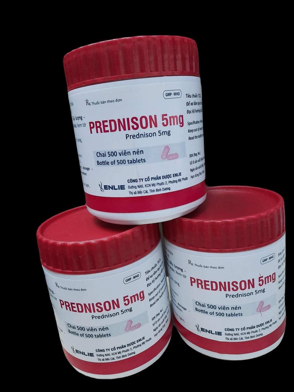PREDNISON 5mg (Prednison 5mg) – Enlie Pharma chai 500V Nén màu hồng/16 1 Thuốc kháng viêm Prednison 5mg ENLIE