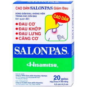 Cao dán Salonpas Hisamitsu giảm đau vai, đau lưng, đau cơ (hộp 20 miếng)