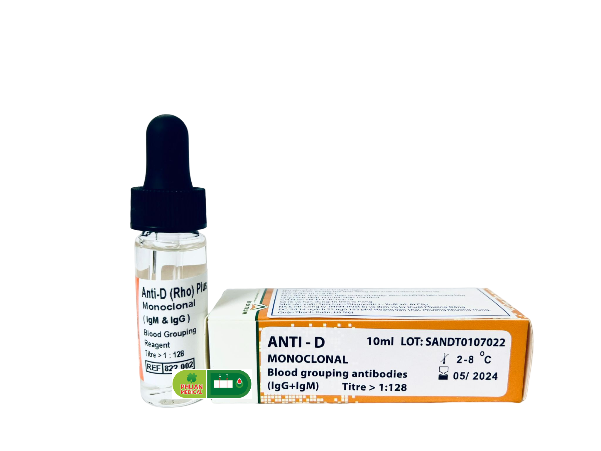 Bộ Định Nhóm Máu Anti-D Spectrum Ai Cập (lọ 10ml) – Xác định chính xác kháng nguyên Rh(D) và nhóm máu ABO 1 Bộ Định Nhóm Máu Anti-D