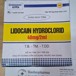 Thuốc LIDOCAIN HYDROCLORID 40mg/2ml (Lidocain hydroclorid) HD - Thuốc gây tê, gây mê, giãn cơ, giải dãn cơ (hộp 100 ống x 2ml)