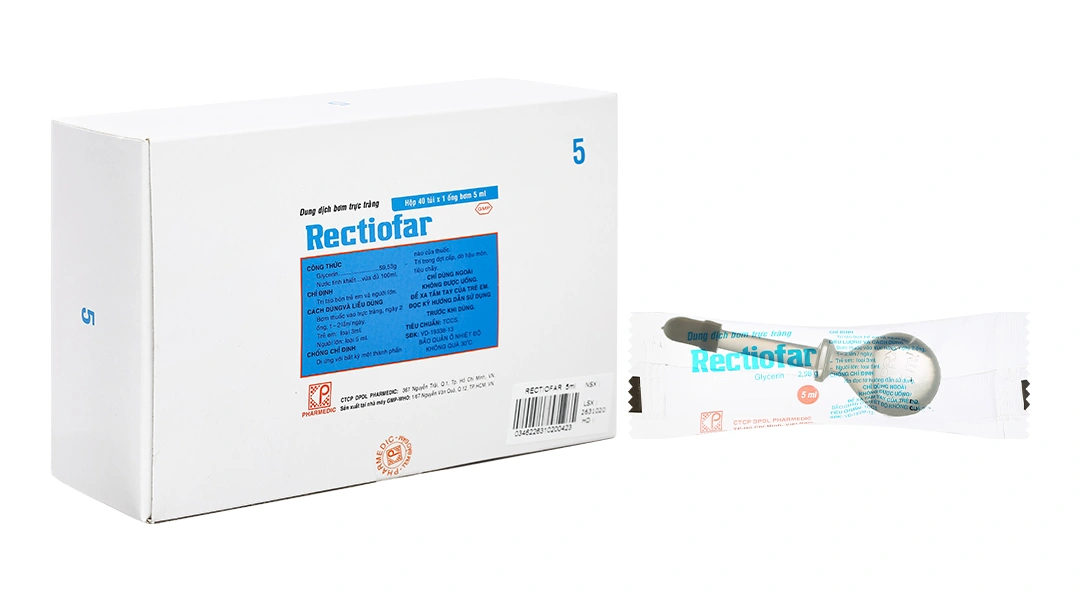 Dung dịch bơm trực tràng Rectiofar điều trị táo bón (Hộp 40 ống x 5ml) 1 rectiofar 5ml 2 1