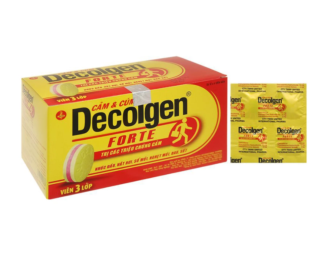 Decolgen Forte – Viên uống trị cảm cúm hiệu quả, giảm nhanh nhức đầu, sốt, nghẹt mũi (hộp 25 vỉ x 4 viên) 1 Decolgen Forte