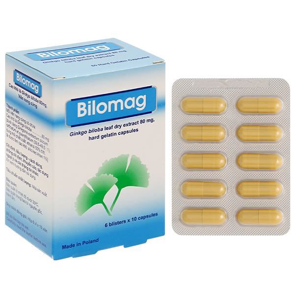 Bilomag 80mg – Hỗ trợ tuần hoàn máu não, cải thiện trí nhớ và giảm chóng mặt (hộp 6 vỉ x 10 viên) 1 Bilomag 80mg