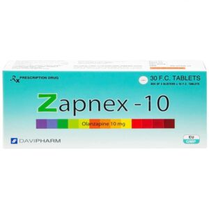 Thuốc Zapnex 10mg (Olanzapine) Davipharm Điều trị tâm thần phân liệt, rối loạn lưỡng cực – Hộp 3 vỉ x 10 viên