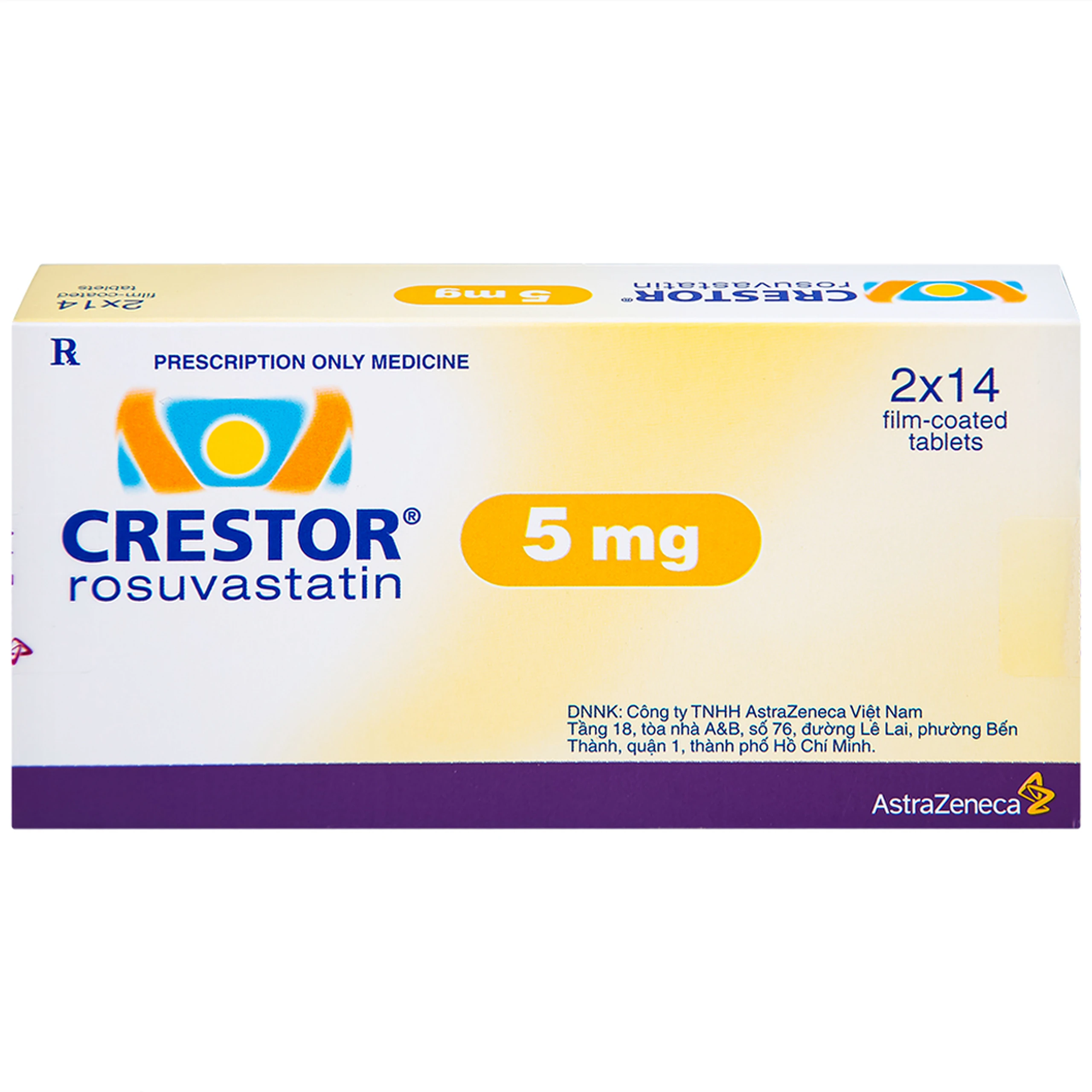 Crestor 5mg (Rosuvastatin) AstraZeneca - Điều trị tăng cholesterol máu nguyên phát (2 vỉ x 14 viên) 1 AstraZeneca