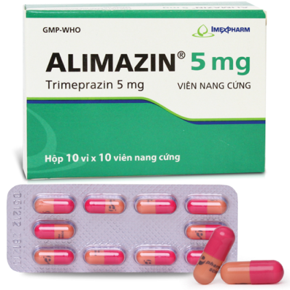Alimazin 5mg (Trimeprazine 5mg) Imexpharm – Thuốc an thần nhẹ, chống dị ứng (hộp 10 vỉ x 10 viên) 1 Alimazin 5mg