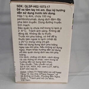 Keytruda 25mg/ml (Pembrolizumab) MSD – Liệu Pháp Miễn Dịch Điều Trị Ung Thư Tiên Tiến (lọ 4ml) 3 Keytruda 25mg/ml