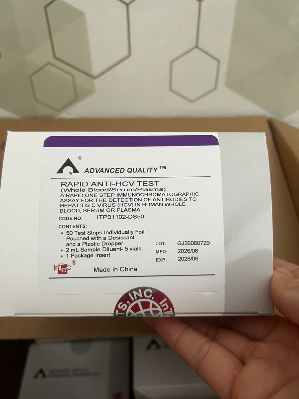 Rapid Anti-HCV Test (Whole Blood/Serum/Plasma) Advanced Quality – Test nhanh viêm gan C (HCV) (hộp 50 test) 1 Rapid Anti-HCV