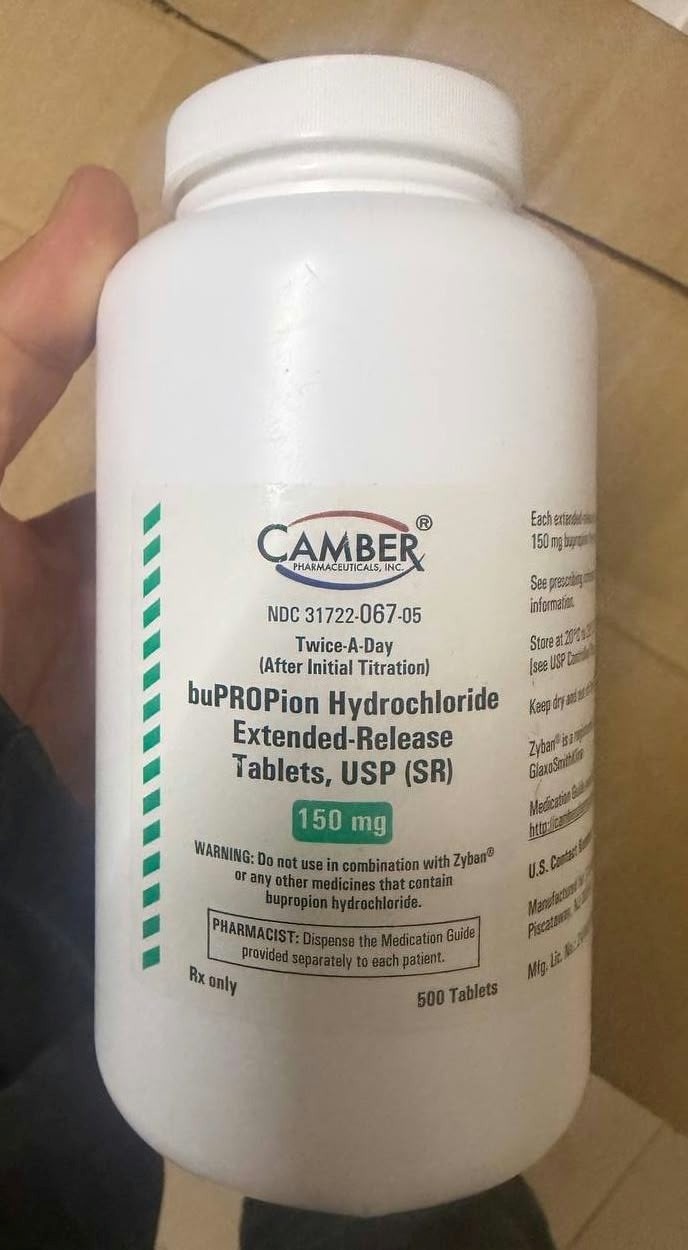 Bupropion Hydrochloride SR 150mg Camber – Thuốc Chống Trầm Cảm Dạng Giải Phóng Kéo Dài (Chai 500 Viên) 1 Bupropion