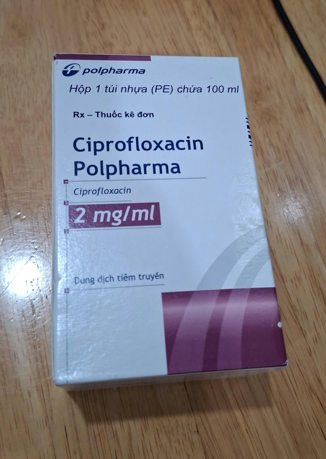 Ciprofloxacin Polpharma 2mg/ml – Dung Dịch Tiêm Truyền Kháng Sinh 200mg/100ml (Hộp 1 Túi) (date t6.2027) 1 Ciprofloxacin