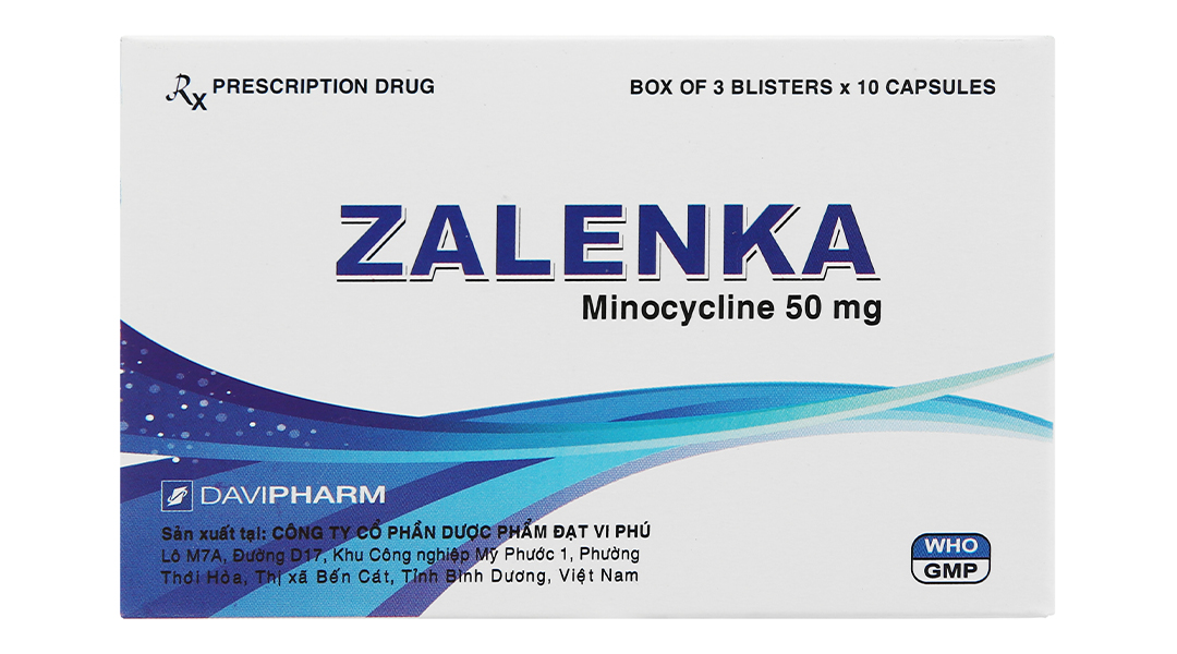 Zalenka 50mg (Minocycline) – Kháng Sinh Điều Trị Mụn Trứng Cá Và Nhiễm Khuẩn (Hộp 30 Viên) 1 zalenka 50mg h 30v mac dinh 4